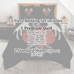 Dragon yin yang bedding mockup in red black and white