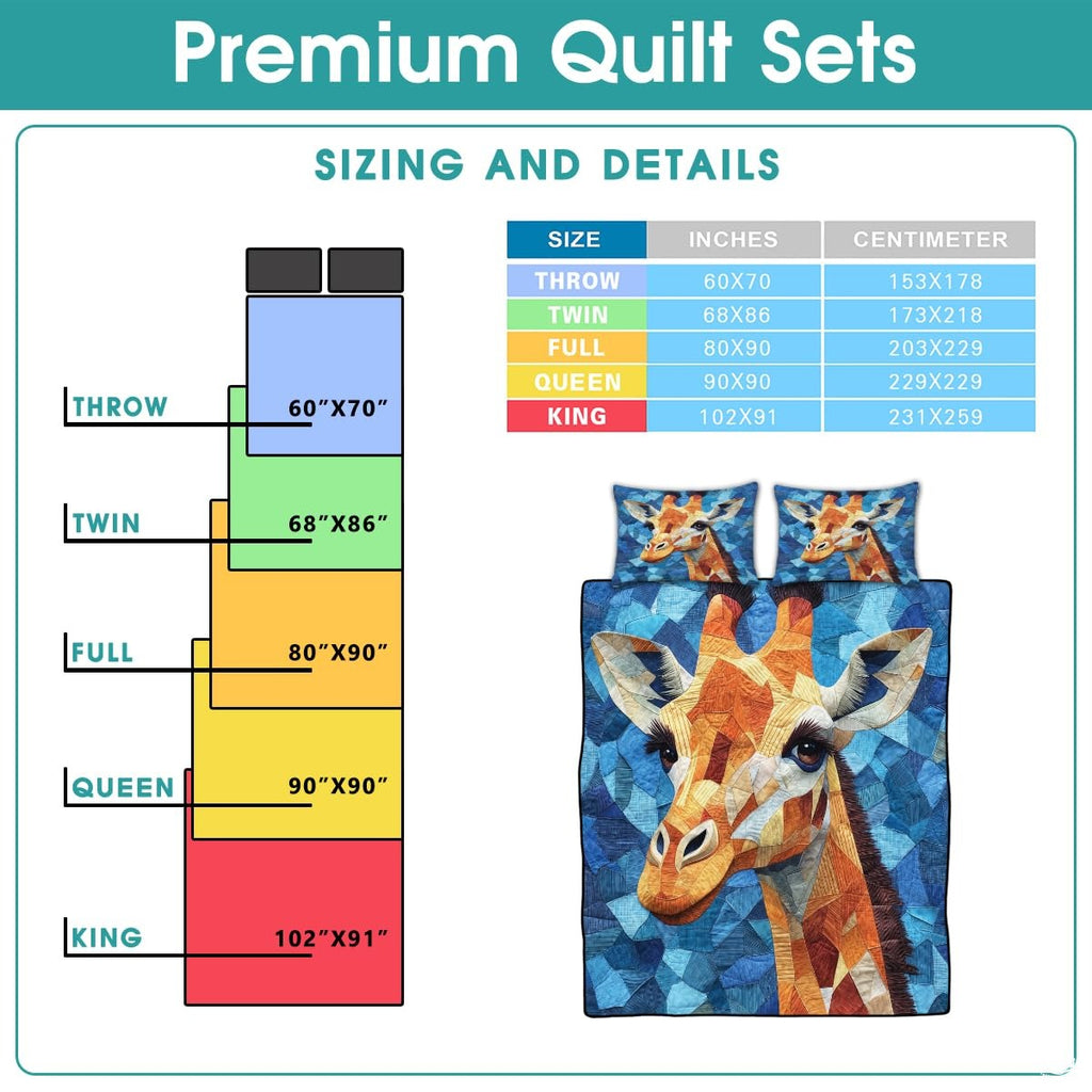 Giraffe Patchwork Style Printed Quilt, Animal Patchwork Bedding - Farmhouse Quilt Set, Premium Pattern Printed Quilts Giraffe Bedspread, Giraffe Bedding Set