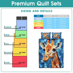 Giraffe Patchwork Style Printed Quilt, Animal Patchwork Bedding - Farmhouse Quilt Set, Premium Pattern Printed Quilts Giraffe Bedspread, Giraffe Bedding Set