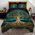 Fantasy Nature Tree of Life Quilt Set with Twisted Tree Trunk And Bedroom