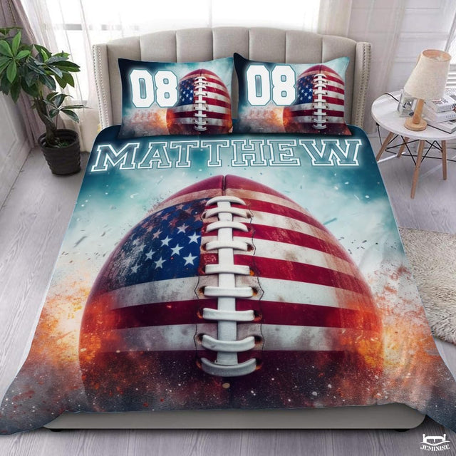 Custom American Football with Patriotic Flag Comforter