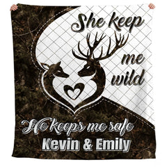 Personalized Deer Silhouettes Forming Heart Outline Comforter