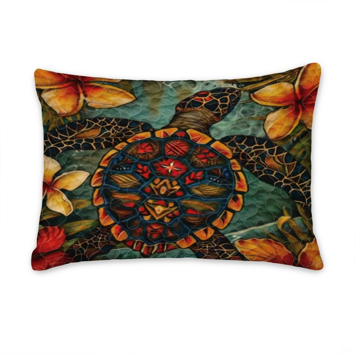 Matching pillowcase detail for coastal bedding set featuring coordinating sea turtle artwork