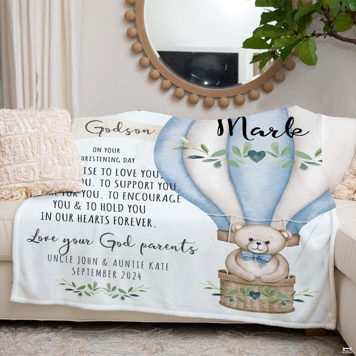 Stylized room setting illuminated by the thematic accent pastel aesthetic of this teddy bear bedding set motif.