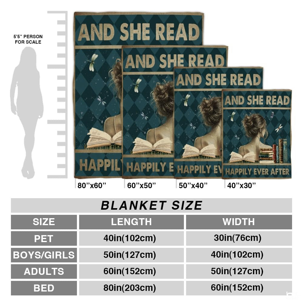 Personalized Teal Argyle Reading Girl with Books Throw Blanket - Book