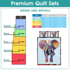 Elephant Patchwork Pattern Quilt Set, Animal Farmhouse Quilt Set Patchwork Style, Premium Quilt Pattern Bedspread, Elephant Bedding Quilt for Birthday Gift