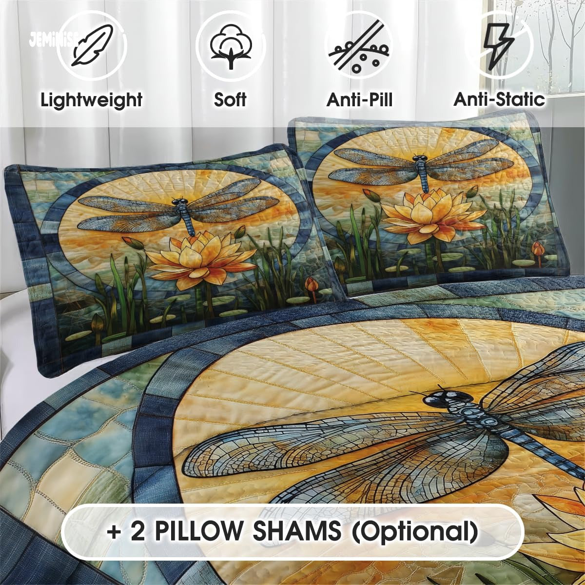 Jeminise Cat Farmhouse Quilt Set, Cozy Animal Bedding