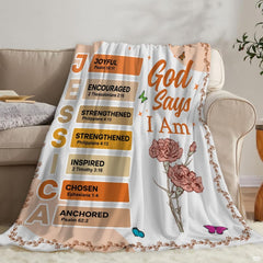 Harmonious off-white bedroom backdrop paired with watercolor floral stems and cursive text.