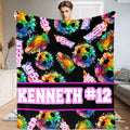 Rainbow paint splatter soccer cleats graphic blanket front display
