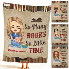 Jeminise Customized Reading Blanket for Book Lovers, Personalized Daughter Gift