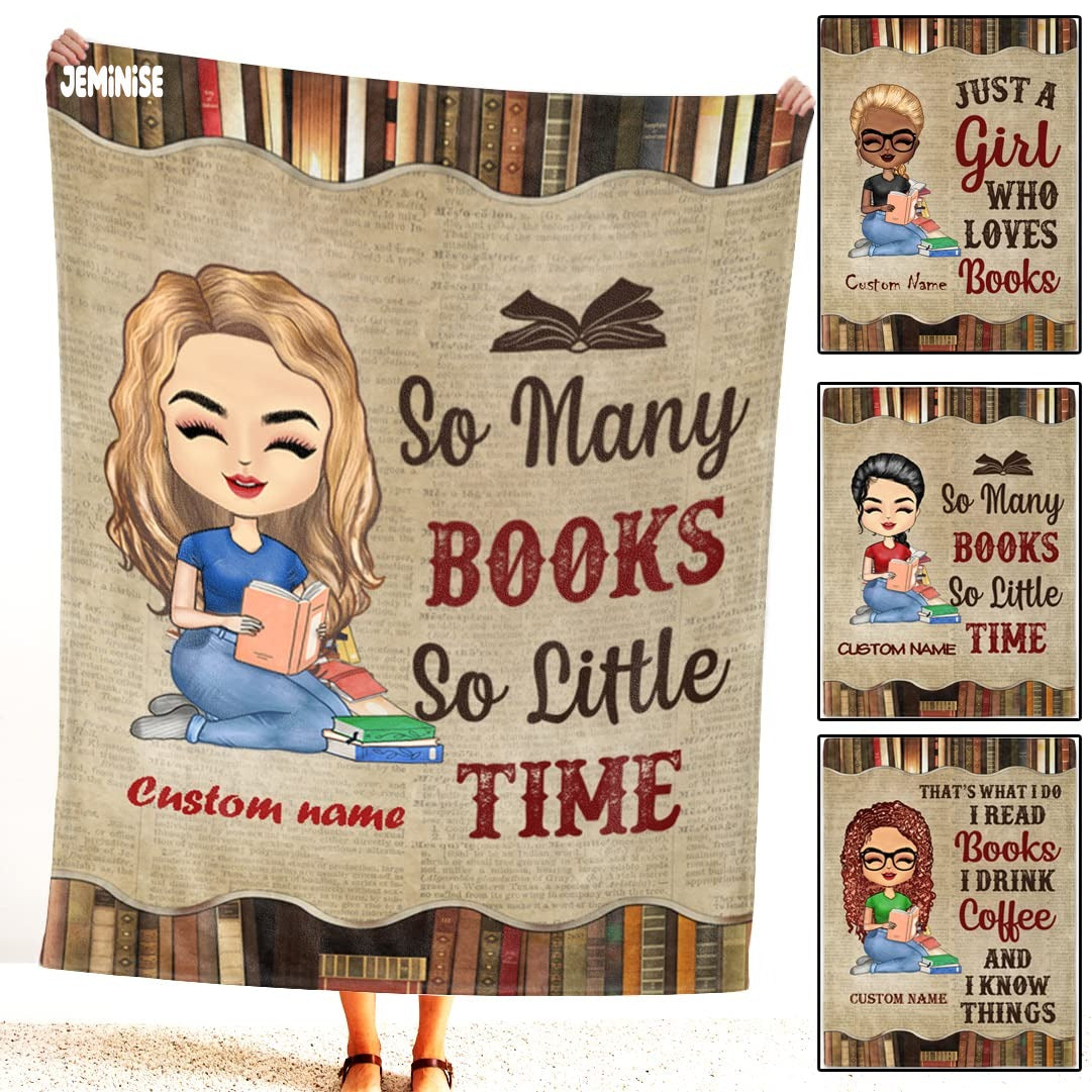 Jeminise Customized Reading Blanket for Book Lovers, Personalized Daughter Gift