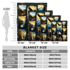 Bald eagle mountain landscape throw blanket view 4 highlighting alpine peaks, waterfalls, and pine trees