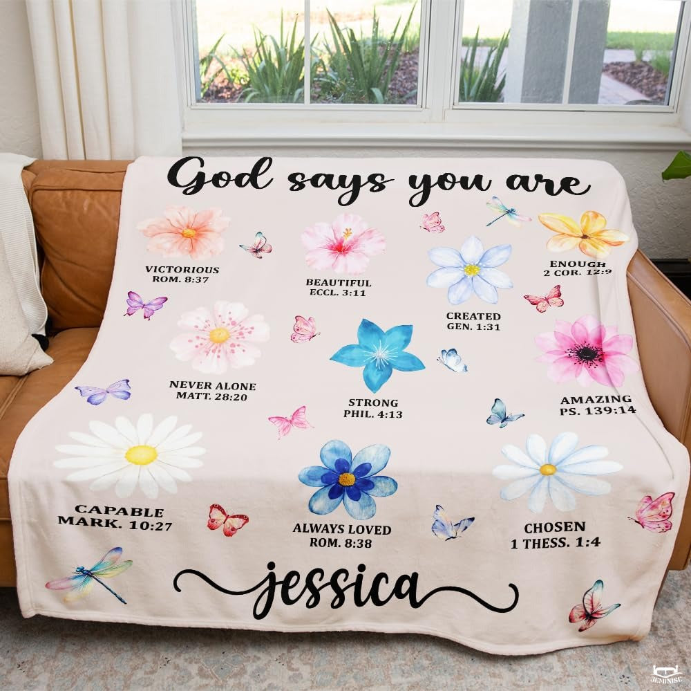 Custom Inspirational Bible Verse Floral Blanket
