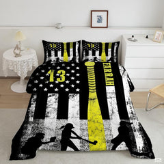 Softball Lover Comforter Set – Teal & Yellow Ball Sports Theme Bedding for Girls, Women and Teens, Soft Cozy Decorative Bedroom Set in Twin, Queen, King