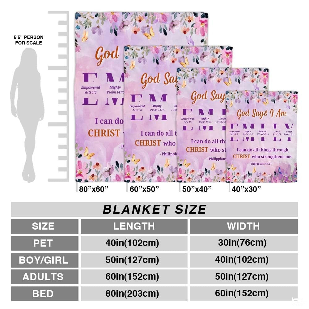 Custom Christian scripture floral Blanket, Machine Washable