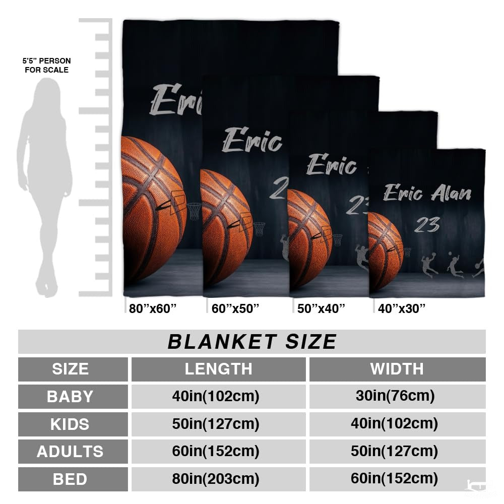 Personalized Basketball Close Up Blanket with Name and Number