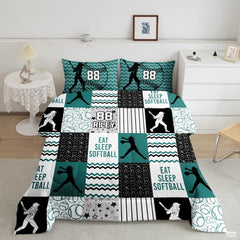 Bright Teal Yellow Softball Comforter Set – Premium Sports Theme Bedding for Girls, Teens & Women Who Love Softball, Offered in Twin, Queen, King Bed Sizes