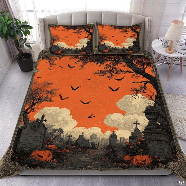 Vintage cemetery graveyard Halloween bedding - view 1