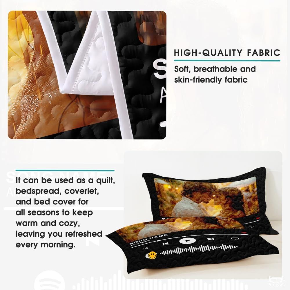 Personalized and Romance Music Player Interface Quilt with Photo