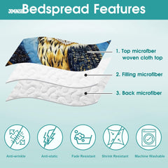 Jeminise Cat Farmhouse Quilt Set, Cozy Animal Bedding