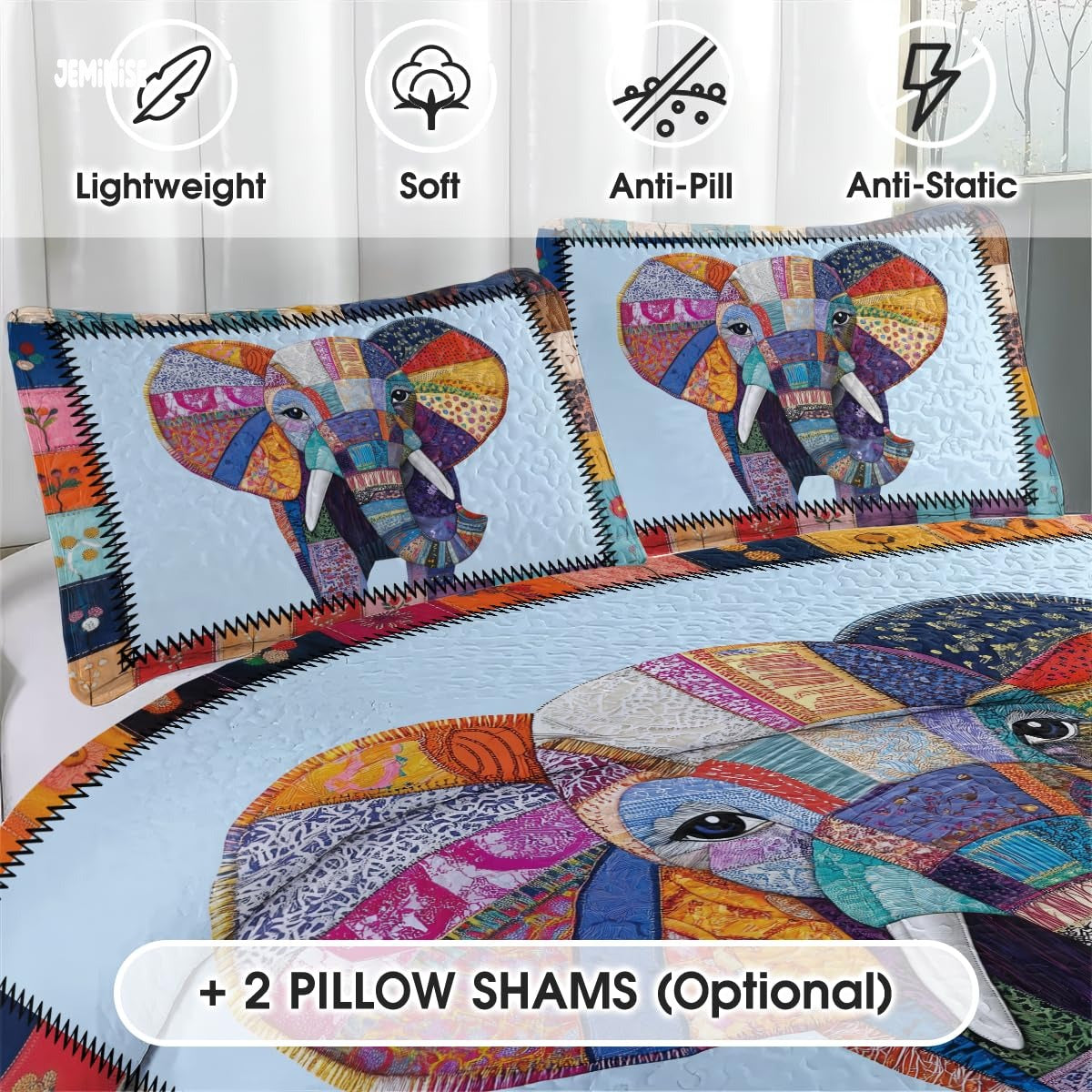 Jeminise Cat Farmhouse Quilt Set, Cozy Animal Bedding