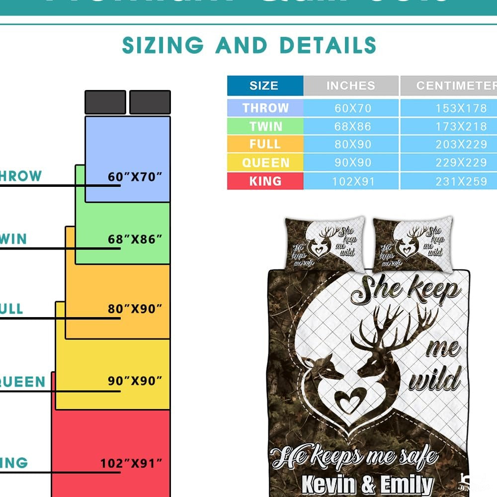 Personalized Deer Silhouettes Forming Heart Outline Comforter