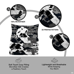 Coordinated pillow sham displaying arctic camo hockey graphics from the sports bedding set