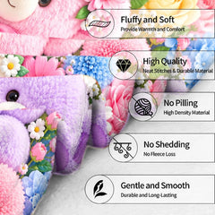 Pastel teddy bears surrounded by colorful roses and daisies, view 6.