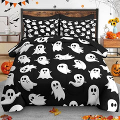 Pamnest Twin Halloween Comforter Set with Sheets, 5 Pieces Cartoon Bedding