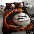 Personalized Baseball Bedding Full Size Flag Custom Name Duvet Cover Set Sport Decor Sports Comforter Bed Set (Baseball Glove)
