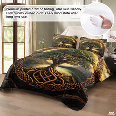 Custom Celtic Tree of Life Quilt Set with Intertwined Roots Design