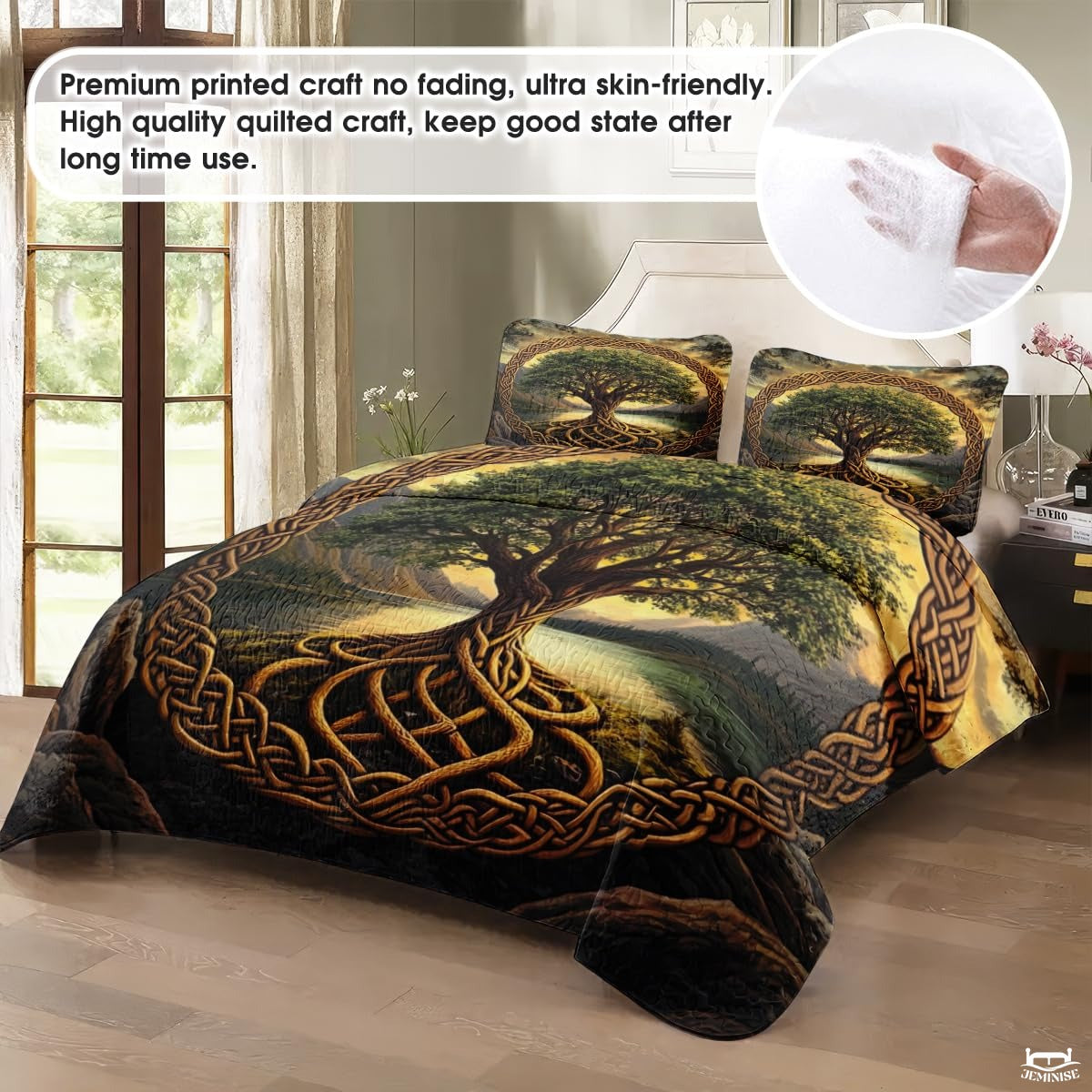 Custom Celtic Tree of Life Quilt Set with Intertwined Roots Design