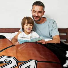 Personalized Basketball Close Up with Number Blanket with Name and Number