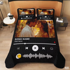 Personalized and Romance Music Player Interface Quilt with Photo