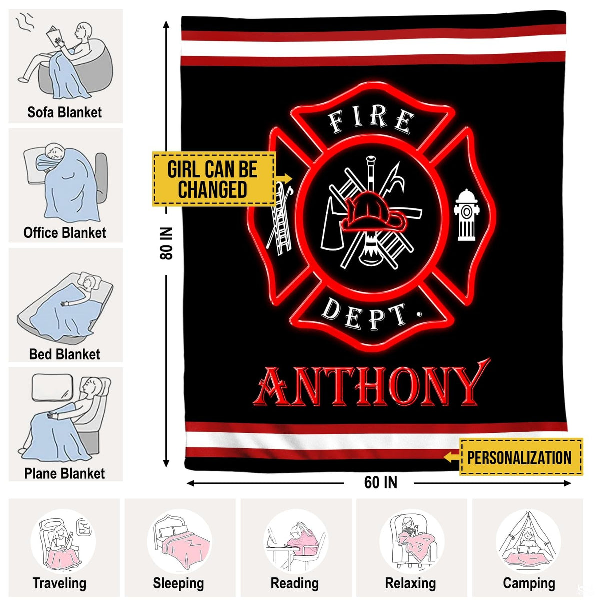 Side angle perspective highlighting sharp graphic print definition and vibrant scarlet glow of the blanket