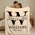 Personalized Photo Couple Blanket with Special Date & Names – Custom Husband Wife Boyfriend Girlfriend Gift – Romantic Throw for Anniversary, Wedding, or Engagement (Monogram Couple)
