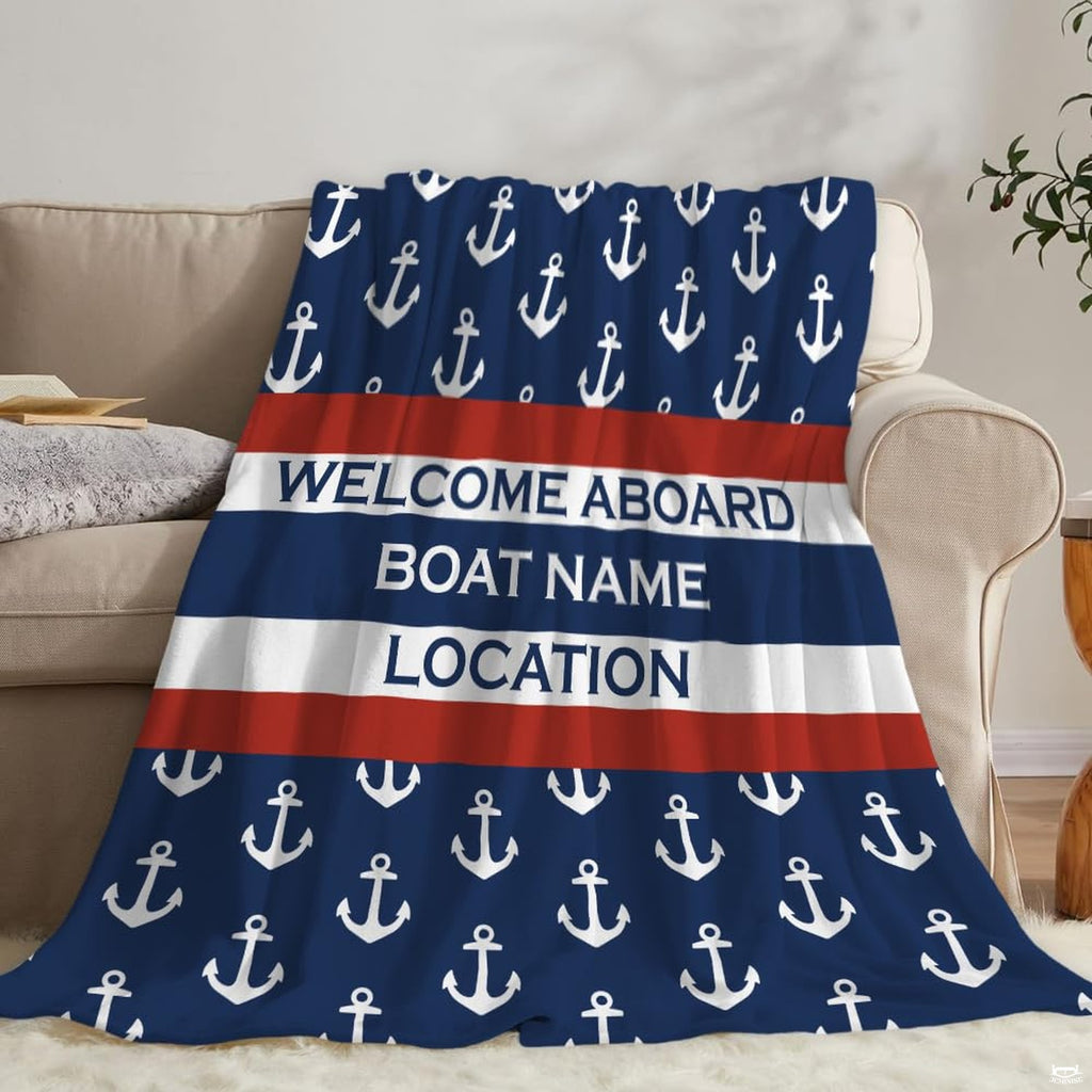 Seafaring bedroom arrangement showcasing coastal boats bedding set graphics and navy blue nautical motifs.
