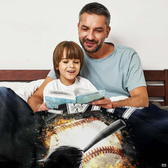 Baseball graphic artwork highlighting the dark stadium lighting and bold athletic design composition.