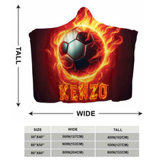 Flaming fireball soccer sports fan blanket showing blazing artwork view 3