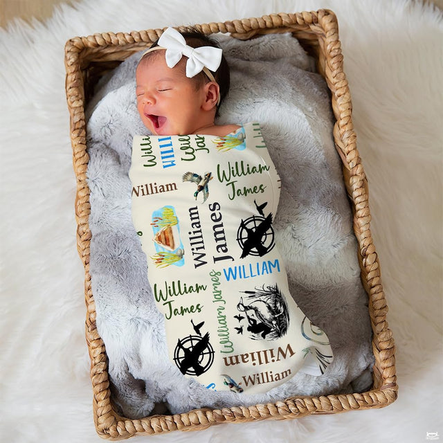 Lifestyle view showing mallard duck hunting design held open.