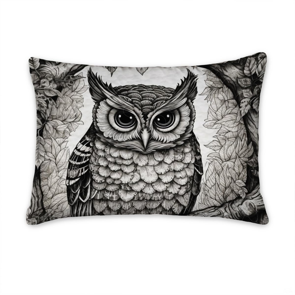 Matching pillowcase detail for wildlife bedding set showing coordinating barn owl plumage print
