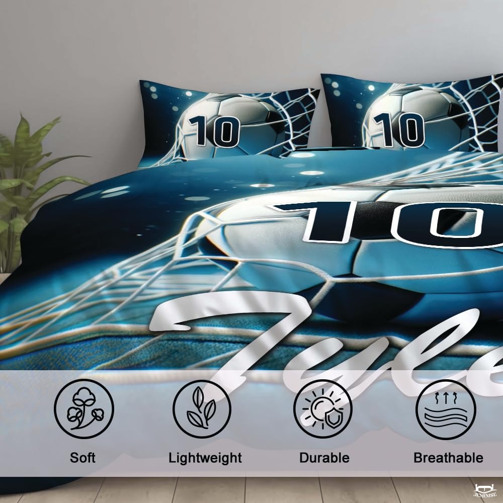 Custom Soccer Player Goal Comforter Set, Machine Washable - Design 8