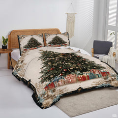 Christmas Bedding Quilt – Soft Microfiber Holiday Bedspread, Lightweight Winter Bedding, Cozy Xmas Quilts for Couch, Bedroom & Seasonal Home Decorations (Christmas Quilt-DS07)