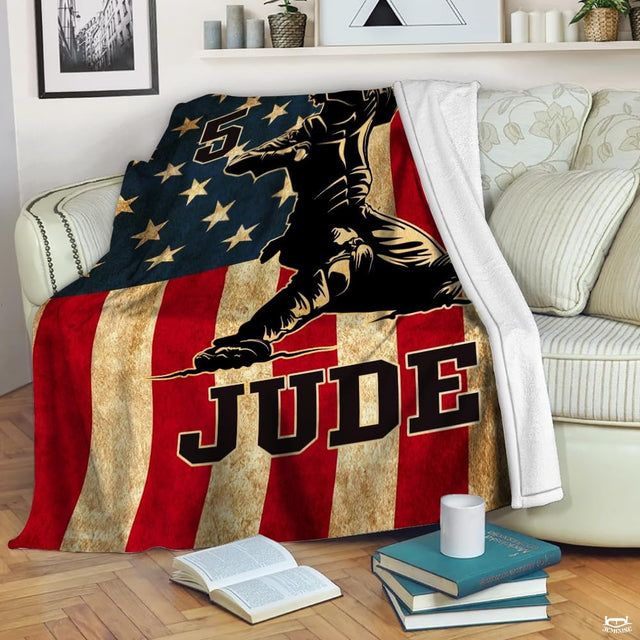 Custom Name Catcher Batter Baseball Baseball Throw, Baseball Blanket Gift Baseball Bedding Gift for Adult, Christmas New Years Gift for Baseball Player, Pitcher Gift (Baseball Design 18)
