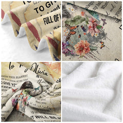 Sentimental daughter throw blanket view 5 highlighting airmail border, garden flowers, and calligraphy