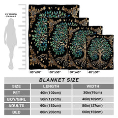 Close-up perspective of golden spiral trunk and teal leaves on throw blanket