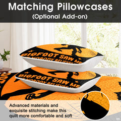 Halloween bed covers aesthetic layout highlighting high contrast black and orange decorative artwork.