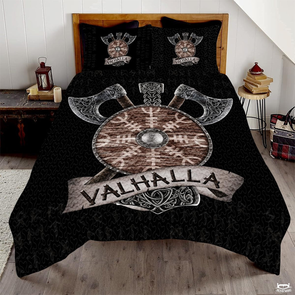Norse Mythology Viking Shield with Crossed Axes Quilt