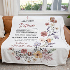 Baptism prayer layout with watercolor wildflowers, cross, and butterfly, view 6.