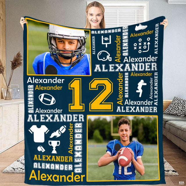 Visual close-up of collegiate jersey numbers, football helmet graphics, and playbook diagram details.